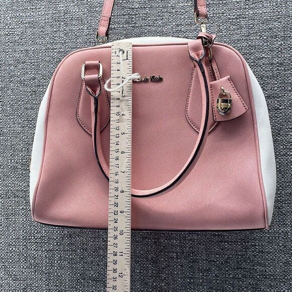 Calvin Klein Crossbody Pink and White Bag Saffiano Leather Minimalist Dome Purse - Picture 5 of 12